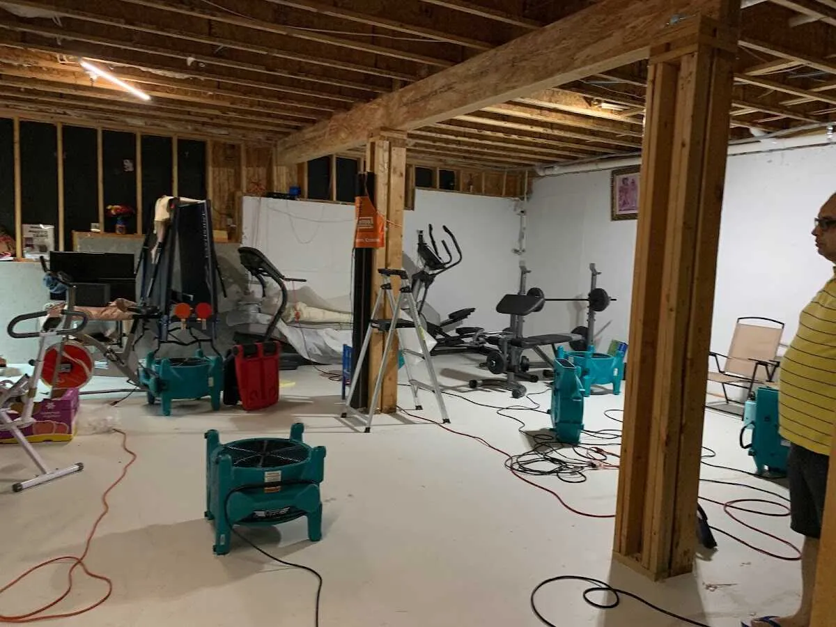 Basement drying equipment setup for Contents Cleaning & Restoration in Levelland